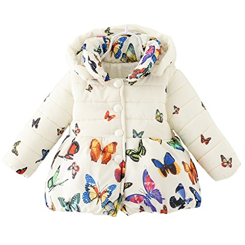 Baby Girls Winter Autumn Cotton Warm Butterfly Jacket Coat (2T, (10)Beige)