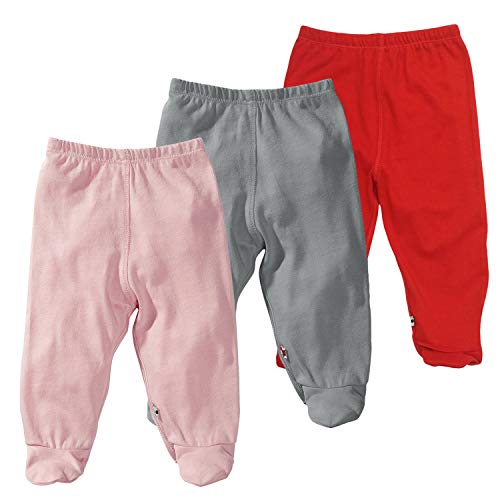 Babysoy Eco Essential 3-Piece Footie Pants Set (3-6 Months, Persimmon)