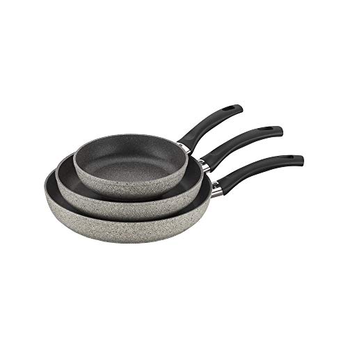 Ballarini 75002-614 Parma Forged Aluminum Nonstick Fry Pan Set, 3-Piece, Granite