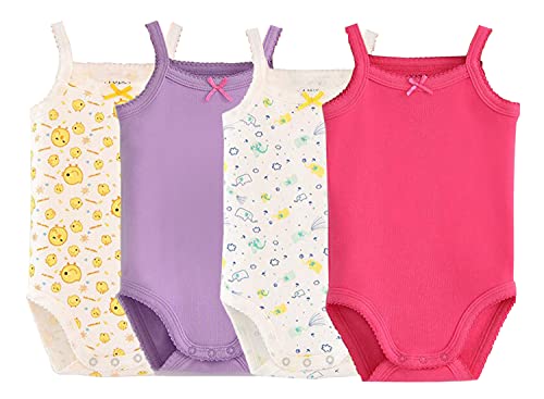 Blueleyu Unisex-Baby's Cotton Sleeveless Onesies Tank Top Bodysuit Cardigan Onesie - Pack of 4