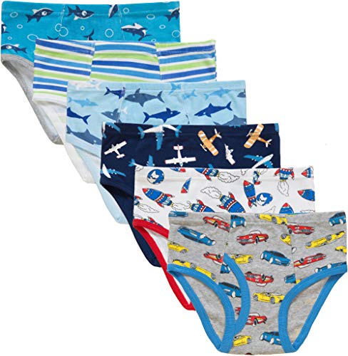 Boys Striped Dinosaurs Underwear Toddler Kids Truck Cars Briefs Soft Cotton Undies(Pack of 6)