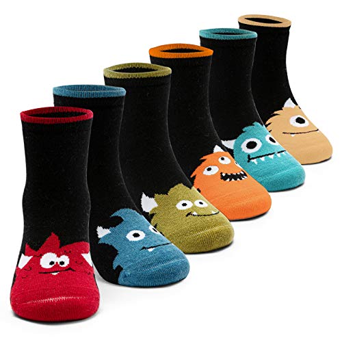 Boys Wool Socks Kids Winter Warm Socks Thermal Crew Socks 6 Pack 6-8 Years
