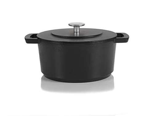 Combekk RAILWAY Recycled Enameled Cast Iron 4.25 Quart Dutch Oven, Black
