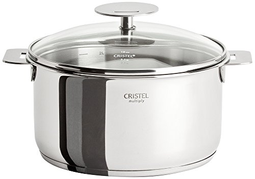 Cristel Multiply Stainless Steel 1 Quart Saucepan with Glass Lid