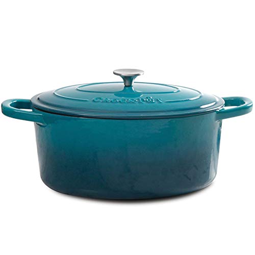 Crock Pot 109475.02 Artisan Cast Iron Dutch Oven Non-Stick Surface, 7 quart, Teal Ombre