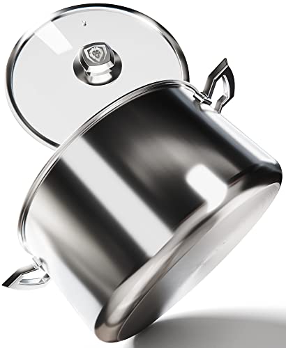 Dalstrong Stock Pot - 12 Quart - The Oberon Series - 3-Ply Aluminum Core Cookware - Cooking Pot - Sauce Pot - Premium Silver Pots and Pans - Dutch Oven Pot with Lid & Pot Protector