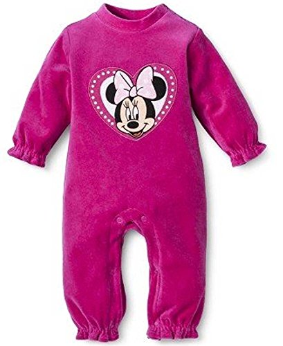 Disney Minnie Mouse Baby Girls' Infant Velour Jumpsuit Coverall Pink (6-9mos)