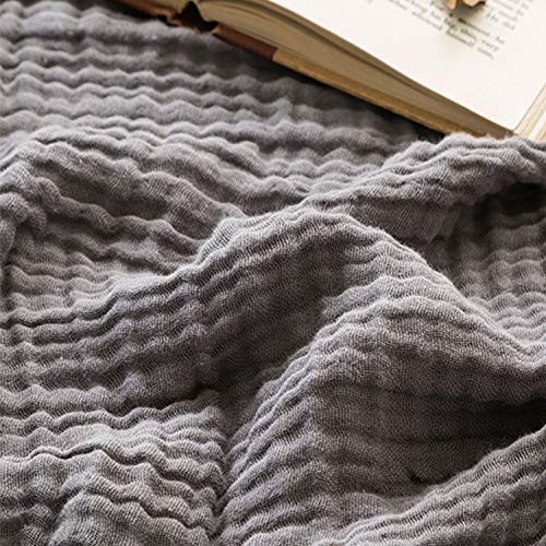 EMME Muslin Grey Throw Blanket 100% Cotton 6-Layer Bed Blankets for Adults and Baby 55"x75" Lightweight Soft Breathable All Season Solid Pre-Washed Gauze, Grey