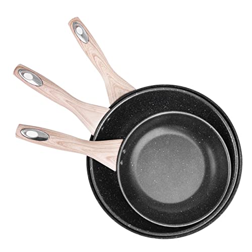 EXCLUZO Frying Pan Set, Nonstick Skillet Made of Thick 410 Stainl Steel with Induction Compatible Bot and Ergonoc Heat Resistant Bakelite Handle, 8 Inches, 10.2 Inches and 12 Inches