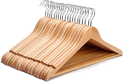 Elysianstores Wood Hangers - Solid Wood Clothes Hangers - Coat Hanger Wooden Hangers (50)