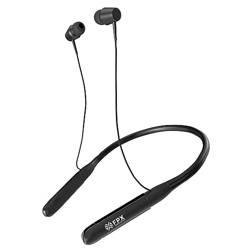 FPX Hammer Bluetooth Version 5.0 Neckband Upto 50 Hours Playtime,10mm Graphene Drivers, IPX 4 Rated,Low Latency,Built-in subwoofer, Cleared HD Microphone,(Black)