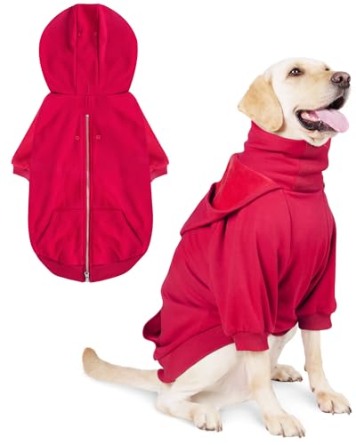 Frienperro Zip Up Dog Clothes for Large Dogs, Turtleneck Dog Hoodies for Large Dogs Boy Girl, Dog Winter Warm Jackets Outfit Sweater for Big Dogs Labrador Golden Retriever, 7XL