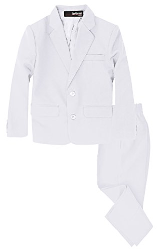 G218 Boys 2 Piece Suit Set Toddler to Teen (Large/12-18 Months, White)