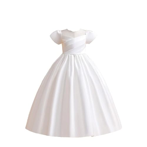 GOWNLINK First HOLY Communion Dress Girl Kids Frock Design Satin Dress (7-8 Years) White