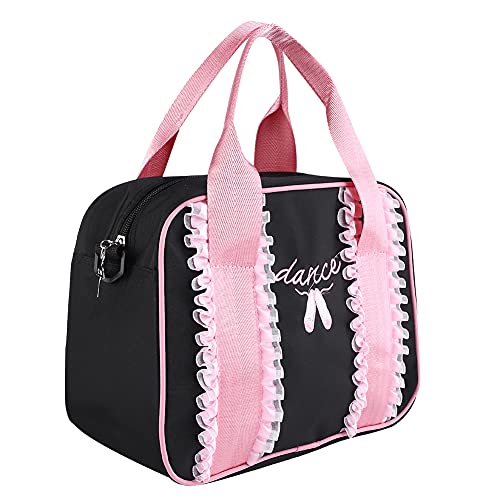 Girls Ballet Bag, Ballet Tote Oxford Cloth Large Capacity Durable Materials for A4 Book for Ballet Dance Clothing for Phone(Black)'