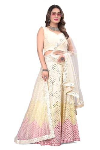 Girl's Fashion Hub's Cream Designer Lehenga choli with Dupatta set