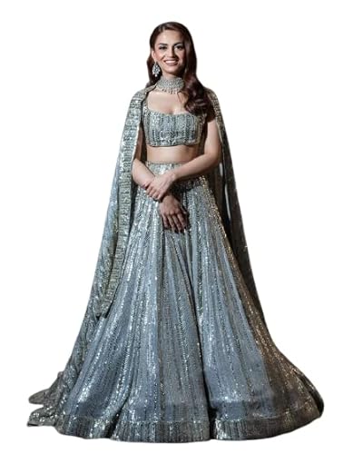 Girl's Fashion Hub's Designer Grey color Lehenga Choli Set (Semistiched)
