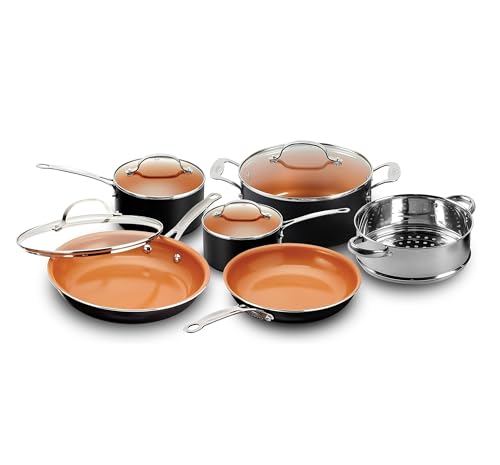 Gotham Steel 10-Piece Kitchen Nonstick Frying Pan and Cookware Set