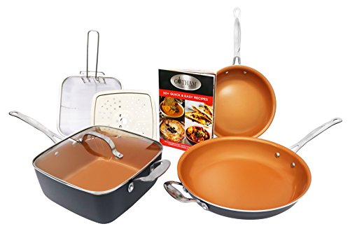 Gotham Steel Tastic Bundle 7 Piece Set Titanium Ceramic Pan, Copper