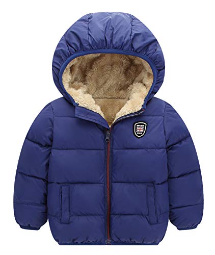 Happy Cherry Toddler Down Jacket Removable Hooded Windproof Snow Winter Coat Outwear, Style 2-dark Blue, 6-7 Years