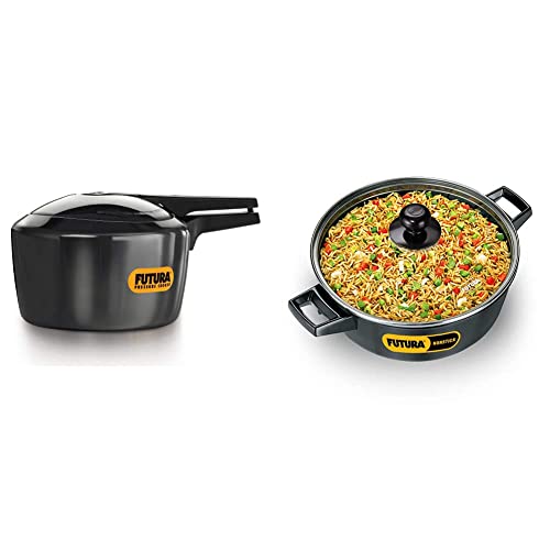 Hawkins - F40 Futura Hard Anodised Pressure Cooker, 3 Litre and Futura Non-Stick Cook N Serve Bowl with Glass Lid, 3 Litres