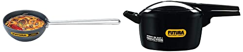 Hawkins Futura Hard Anodised Induction Compatible Pressure Cooker,5 Litre,Silver&Futura Hard Anodised Tadka Pan/Spice Heating Pan,Capacity 0.48 Litre,Diameter 12 Cm,Thickness 3.25 Mm,Black,5 Liter