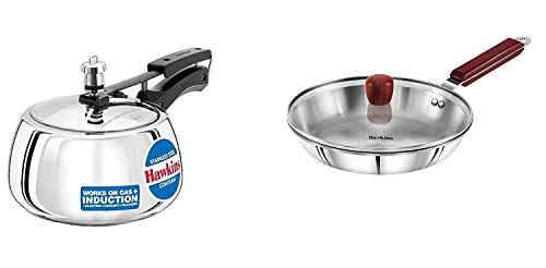 Hawkins Stainless Steel Pressure Cooker And Triply Cookware Combo Set, (3 Lts And 26 Cm Fry Pan With Lid), 3 Liter