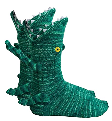 Honganda Funny Animal Socks for Women Novelty Alligator Floor Socks Christmas Creative 3D Knit Sock Funky Shark Socks, Alligator, One Size