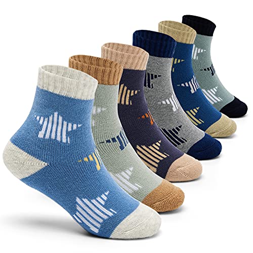 HowJoJo Toddler Boys Winter Warm Socks Kids Thick Socks Cotton Crew Socks 3-5 Years