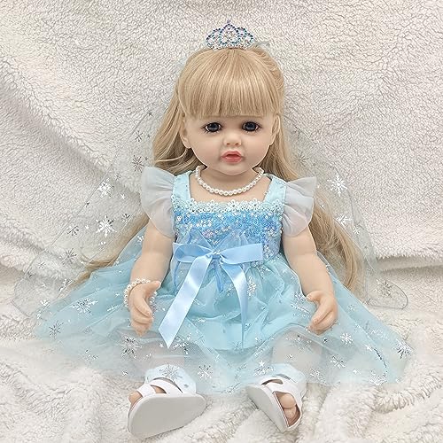 JRLCGYP Realistic Baby Doll, 22 Inch Lifelike Reborn Baby Dolls Silicone Full Body American Girl That Look Real, Weighted Soft Toy Birthday Gift Set for Over 3 Year Old