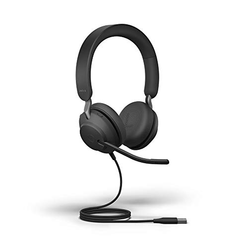 Jabra Evolve2 40 USB Stereo Wired Headset w/Global Teck Priority Gold Support Plan- MS Version - Compatible with Windows PC, MAC, Smartphone, Streaming Music, Skype, IP Communications - 24089-999-999