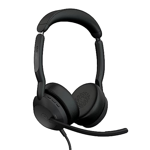 Jabra Evolve2 50 Wired Stereo Headset AirComfort Technology, Noise-Cancelling Mics & Active Noise Cancellation - Works with All Leading UC Platforms Such as Zoom & Google Meet - Black