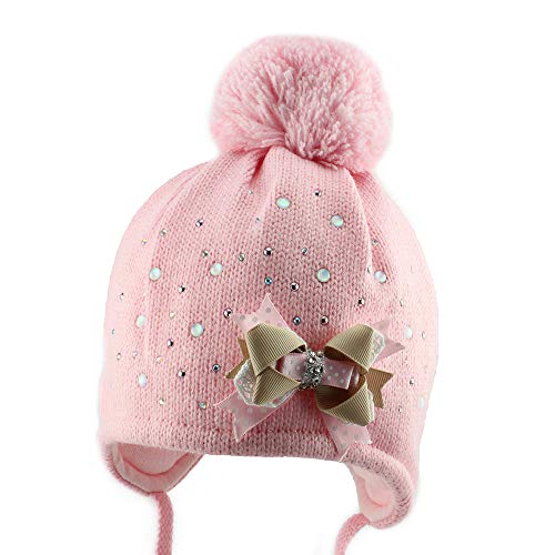 Jamiks Girls Warm Winter Pom Pom Ear Flap Beanie Hat (Bella (i)), Pink, 46cm / 10-14 months