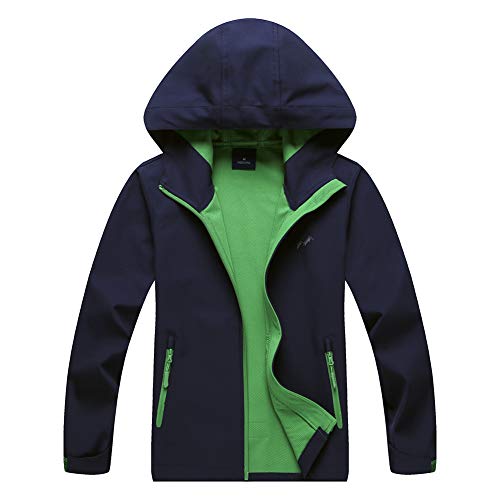 Jingle Bongala Boys Girls Rain Jacket Lightweight Waterproof Coat -Nblue-120