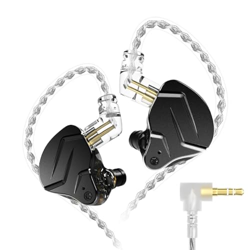 KZ ZSN Pro X in Ear Monitor Wired Earphone 10mm Dynamic Driver Deep Bass IEM 0.75mm 2Pin Detachable OFC Cable for Phone Android MP3 MP4 Music (Black (No-Mic))