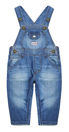 Kidscool Space Baby&Little Boys Girls Easy Diaper Changing Snap Legs Big Bib Pocket Denim Overalls,Blue,4-5 Years