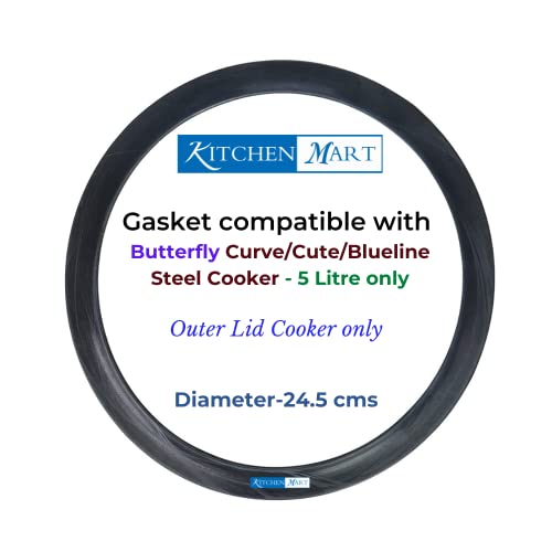 Kitchen Mart Gasket compatible with Butterfly Outer Lid Pressure cooker (For Steel Cookers, 5 Litres)