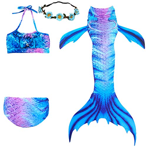 Kokowaii Fancy Swimming Mermaid Tails for Girls Mermaid Swimsuits Sets Galaxy 2,9-10 Years,Tag 140cm
