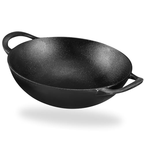 Kraft Infinity Pre Seasoned Cast Iron Kadai - 2.8 Litre (26cm) | Non Stick Iron Kadai for Cooking | Induction and Gas Base | Toxin Free | Strong Handle - Black