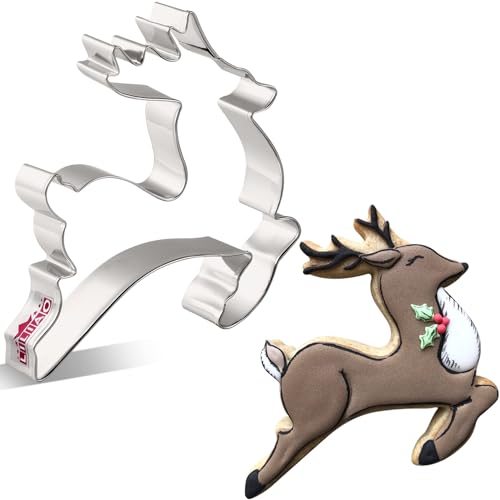 LILIAO Christmas Reindeer Cookie Cutter - 3.9 x 4.3 inches - Stainless Steel
