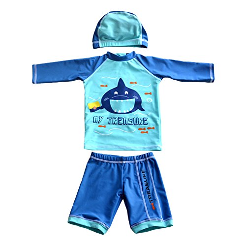 LOSORN ZPY Baby Boy Two Piece Swimsuit Kids Long Sleeve Swimwear Rash Guard UPF 50+ 1-2 Years Old Blue