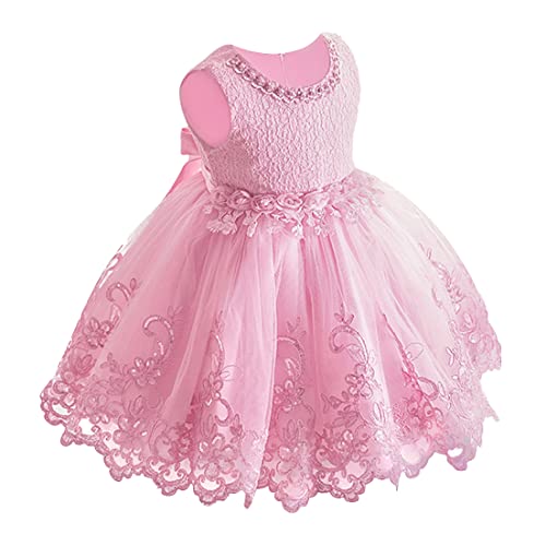 LZH Baby Girl Dress Formal Christening Baptism Gowns Pageant Dress Toddler (981-Pink, 12-18 Months)