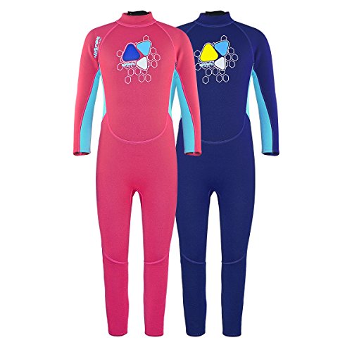 Layatone Wetsuit Kids 2mm Neoprene Suit Diving Suit Children Full Suits Girl Boy Thermal One Piece Swimsuit Kids Scuba Wet Suit Toddlers Water Suits Kids (Pink,9-10years olds)