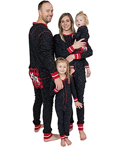 LazyOne Flapjack, Matching One-Piece Pajamas with Drop Seat, Kids (Plaid Moose Caboose,4T)