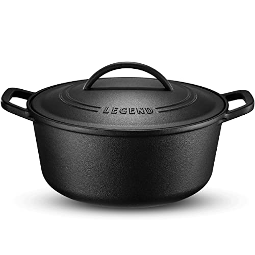 Legend Cast Iron Dutch Oven | Large 7 Quart Cast Iron Multi Cooker Stock Pot For Frying, Cooking, Baking & Broiling on Induction, Electric, Gas & In Oven | Lightly Pre-Seasoned & Gets Better with Each Use