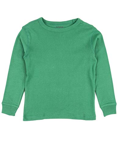 Leveret Long Sleeve Boys Girls Kids & Toddler T-Shirt 100% Cotton (2-14 Years) Variety of Colors, Green, 6 Years