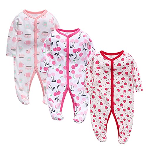 Licogel Infant Jumpsuit Unisex Cotton 3PCS Cartoon Lovely Causal Unisex Fashion Long Sleeve Baby Footed Romper Baby Playsuit Bodysuit Cartoon Cute