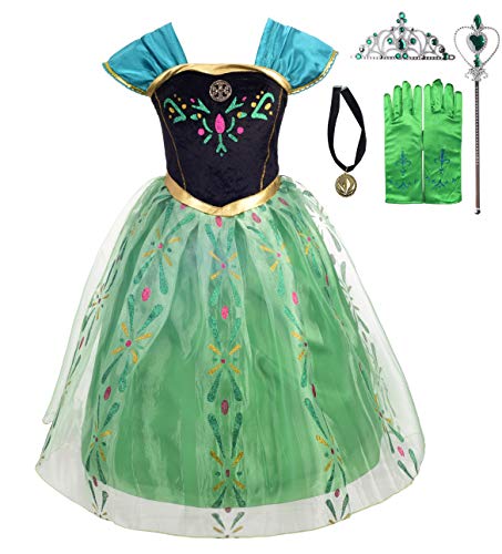 Lito Angels Girls Princess Snow Ice Queen Sister Coronation Costumes Halloween Birthday Fancy Party Dress Up with Accessories Size 18-24 Months Green 135