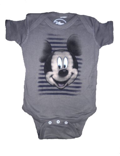 Mad Engine Disney Mickey Mouse Born 2 Rock Baby Romper (18 Months, Gray)