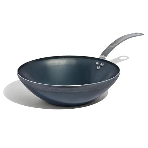 Made In Cookware - 12" Blue Carbon Steel Wok - (Like Cast Iron, but Better) - Professional Cookware - Crafted in France - Induction Compatible